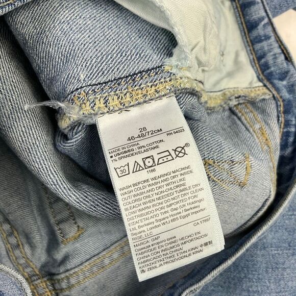 GAP Best Girlfriend Cropped Jeans Blue Embroidered Frayed Torn High Rise Size 28 - Picture 9 of 12